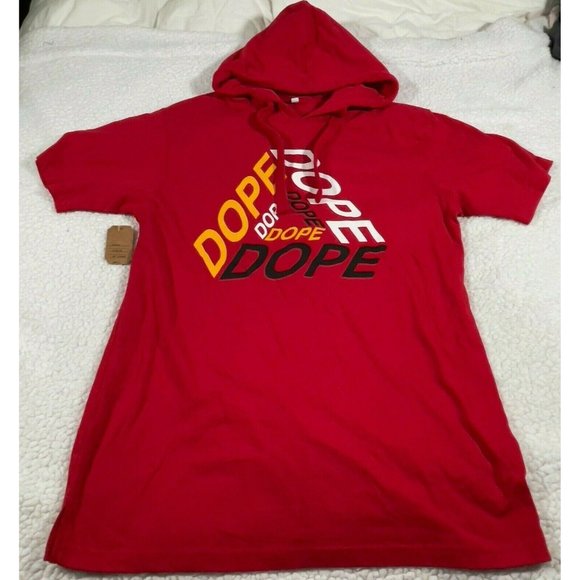 ESMX Men's Red Dope Hoodie Hooded Short Sleeve Shirt Size XL 100% Cotton - Picture 1 of 9